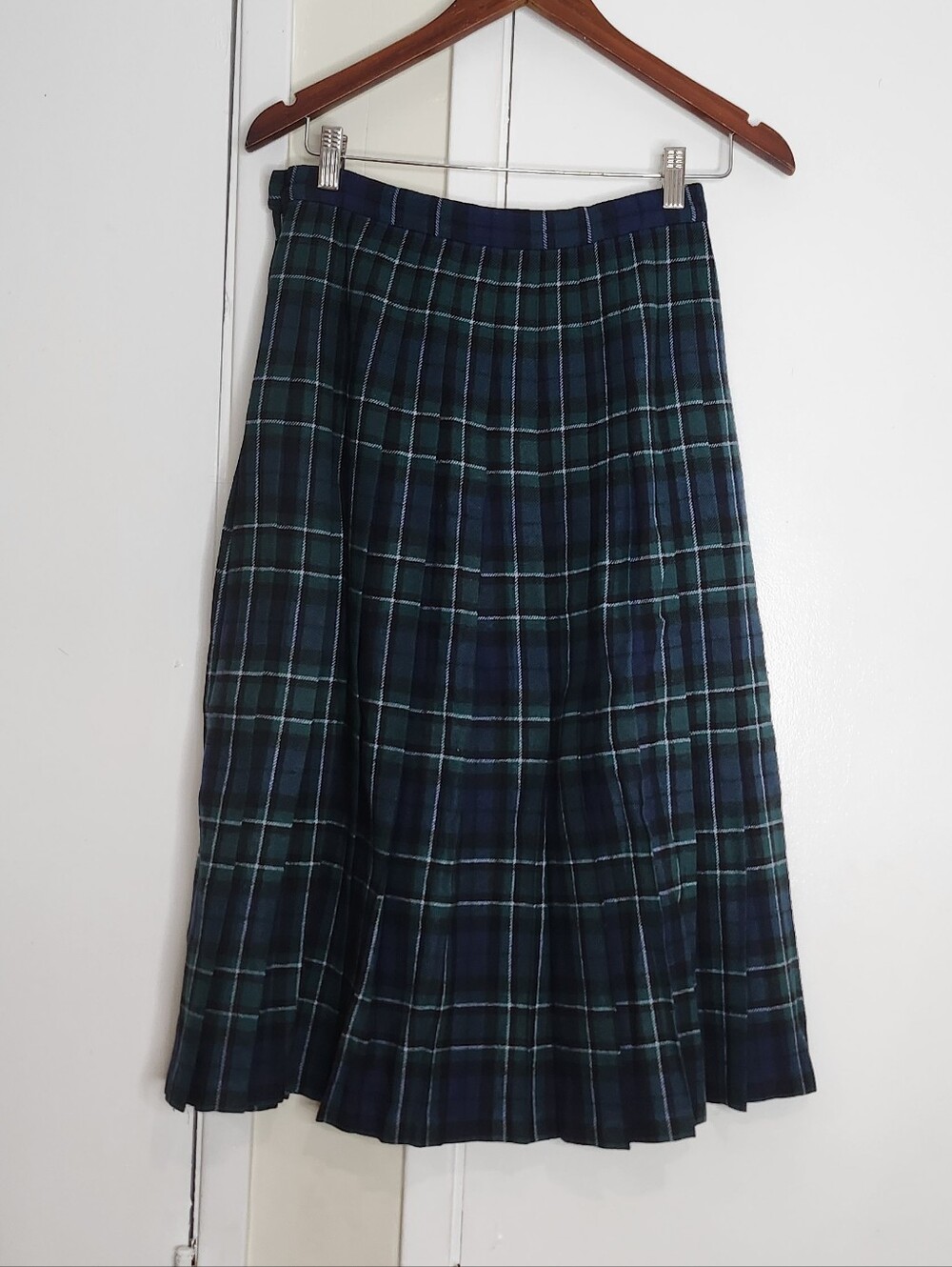 Vintage Pendleton Skirt Womens Blue Green Plaid Pleated - Picture 2 of 7